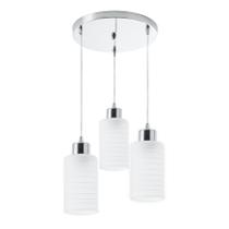 Luminária Pendente em Vidro Branco Bivolt Bancada, Sala 3 Lâmpadas E27