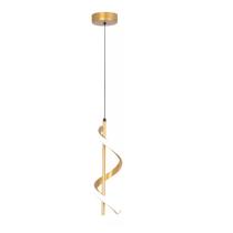 Luminária pendente formato espiral dourado