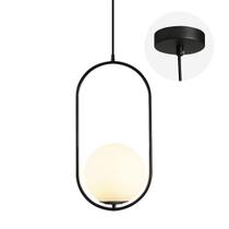 Luminária pendente Fulesi Modern Bedside preta com vidro branco