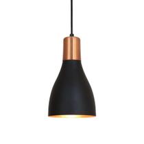 Luminária Pendente Garrafa Aluminium Prelúdio E27 Preta/Cobre