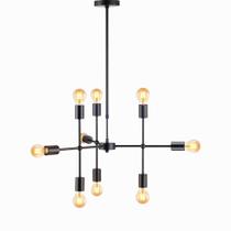 Luminária Pendente Hash Industrial E27 9 Lâmpada Preto Fosco