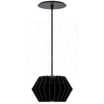 Luminária Pendente Hexagon G Madeira E27 Preto Moderno