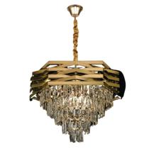 Luminária Pendente Hexagone 60Cm Cristal Dourado Sindora