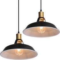 Luminária pendente Home-Neat Industrial de 27 cm, pacote com 2 unidades E27 - branca e preta