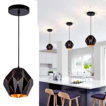Luminária Pendente Industrial Omgomne com Abajur Geométrico Preto Fosco