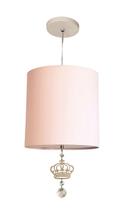 Luminária Pendente Infantil Coroa 25x25 1e-27 Cor:Rosa-bebê