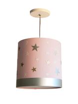 Luminária Pendente Infantil Estrelas 25x25 1e27 Rosa