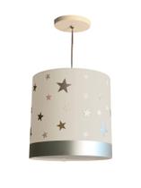 Luminária Pendente Infantil Estrelas Branco 25X25 1E27