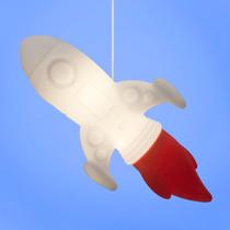 Luminária Pendente Infantil Foguete Branco Espaço Original Bivolt