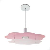 Luminária Pendente Infantil Nuvem Rosa Bebê Céu Quarto Criança Menina Bivolt E27
