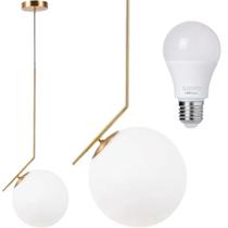 Luminária Pendente Jabuticaba 45Cm Angular Globo Vidro 15Cm
