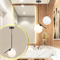 Luminária Pendente Jabuticaba 45Cm Angular Globo Vidro 15Cm