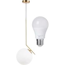 Luminária Pendente Jabuticaba 45Cm Angular Globo Vidro 15Cm
