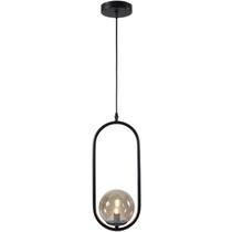 Luminária Pendente Jabuticaba Arco Preto Bola Globo Esfera Âmbar Quarto Cozinha Ilha Escritório Inl79