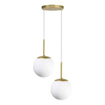 Luminária Pendente Jabuticaba Duplo Dourado Globo de Vidro