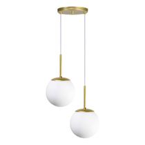Luminária Pendente Jabuticaba Duplo Dourado Globo Vidro +Led Luminária Pendente Jabuticaba Duplo Dourado Globo Vidro +Led