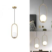 Luminária Pendente Jabuticaba Oval Dourada Globo Quarto Sala Dourado E27