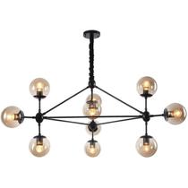 Luminária Pendente Jabuticaba Preto Bola Molecular Âmbar Moderno Sala Quarto Salão Inl81