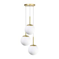Luminária Pendente Jabuticaba Triplo Dourado Globo de Vidro