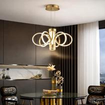 Luminária Pendente Led 50cm Dourado Sala Escritório Boutique Recepção Escritório Luz 3em1 Luminária Pendente Led 50cm Dourado Sala Escritório Boutique Recepção Escritório Luz 3em1