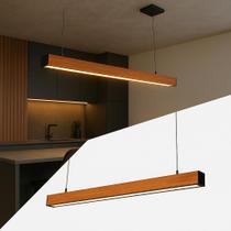 Luminária Pendente Led Cairo, 18W, 2000lm, Bivolt, Madeira Maciça Demolição