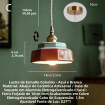 Luminária Pendente LED De Cerâmica Vintage Para Café, Loft, Sala De Jantar, Quarto, Lustre Japonês