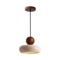 Luminária Pendente LED De Pedra Travertino Japonesa Wabi-Sabi Para Ilha De Cozinha, Restaurante E Luminária Pendente LED De Pedra Travertino Japonesa Wabi-Sabi Para Ilha De Cozinha, Restaurante E