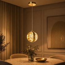 Luminária Pendente Led Saturno Cristal Cor Dourado 3W 3em1 Luminária Pendente Led Saturno Cristal Cor Dourado 3W 3em1