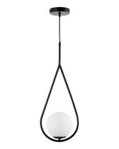 Luminária Pendente Lustre Aro Gota Preto Bola Globo Esfera Opaco Leitoso Moderno Luxo INL117