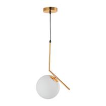 Luminária Pendente Lustre Inclinado Jabuticaba Dourado Bola Globo Esfera Opaco Leitoso Moderno Luxo INL113