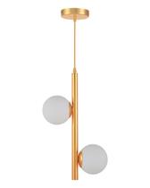 Luminária Pendente Lustre Jabuticaba Dourado Com 2 Bolas Globo Esfera Opaco Leitoso Moderno Luxo INL115 Luminária Pendente Lustre Jabuticaba Dourado Com 2 Bolas Globo Esfera Opaco Leitoso Moderno Luxo INL115