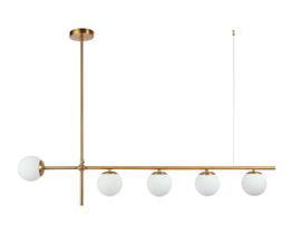 Luminária Pendente Lustre Jabuticaba Dourado Com Bolas Globos Esferas Opaco Leitoso Moderno Luxo INL110
