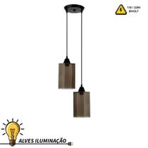 Luminária Pendente Lustre Oitavado 2 Lâmpadas E-27 Bivolt Varios tamanhos Completo