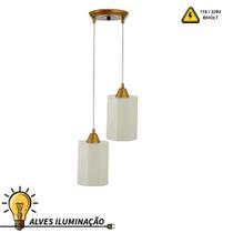 Luminária Pendente Lustre Oitavado 2 Lâmpadas E27 Bivolt Varios tamanhos Completo