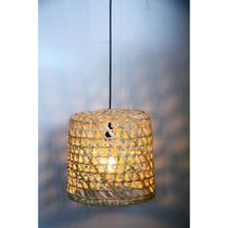 Luminária Pendente Lustre Palha de Taboa Rústico 1 Peça Com Fio Completo de 1 Metro