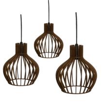 Luminária Pendente Lustre Soquete E27 Sala Familiar Em Mdf Design Exclusivo