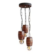 Luminária Pendente Lustre Triplo em Madeira Maciça Barril Colonial Vintage Retrô Luminária Pendente Lustre Triplo em Madeira Maciça Barril Colonial Vintage Retrô