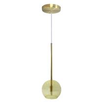 Luminária Pendente Lux Dourado Globo Vidro Âmbar + Led Luminária Pendente Lux Dourado Globo Vidro Âmbar + Led