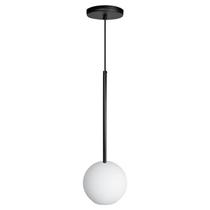 Luminária Pendente Lux Preto Globo Vidro Branco Fosco + Led