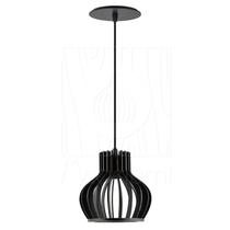 Luminária Pendente Madeira Circus 15cm Preto E27 Luminária Pendente Madeira Circus 15cm Preto E27