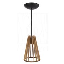 Luminária Pendente Madeira Koni Escritório Sala Soquete E27 Luminária Pendente Madeira Koni Escritório Sala Soquete E27