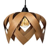 Luminária Pendente Madeira Lúpulo M Bivolt E27 Cor Freijó Luminária Pendente Madeira Lúpulo M Bivolt E27 Cor Freijó