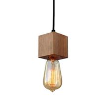 Luminaria Pendente Madeira Retro Com Lampada Pêra Led Filam Vintage E27 Eurolume 3301 - America Ligh