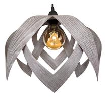 Luminaria Pendente Madeira Sala Mesa Bancada Lúpulo G Cinza