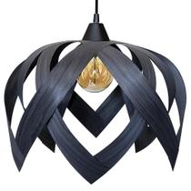 Luminaria Pendente Madeira Sala Mesa Bancada Lúpulo G Preto