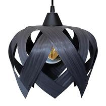 Luminaria Pendente Madeira Sala Mesa Bancada Lúpulo P Preto