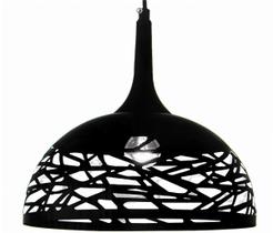 Luminária Pendente Mansur Preta em Metal Design Moderno Luminária Pendente Mansur Preta em Metal Design Moderno