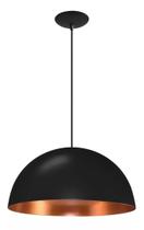 Luminária Pendente Meia Bola Cúpula Preto Com Cobre Lustre
