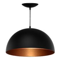 Luminaria Pendente Meia Esfera De 40 Cm - Preto Fosco / Bronze