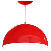 Luminaria Pendente Meia Esfera De 50 Cm - Vermelho / Branco